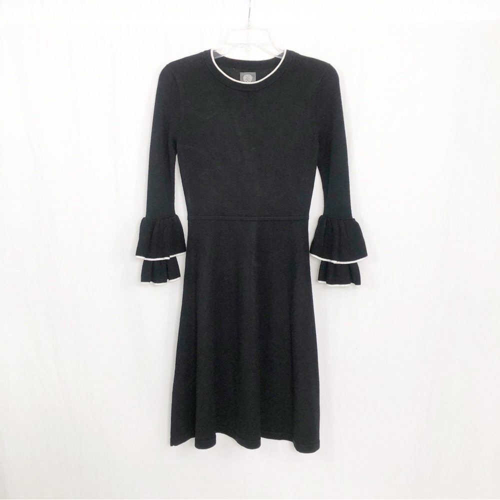 Vince Camuto Knit Bell Sleeve Lightweight Sweater Dress, Size XS, Black